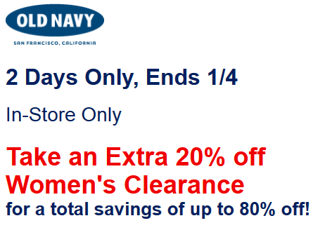 old navy clearance in stores